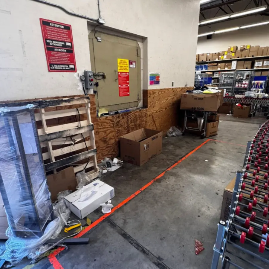 Retail receiving area cleared after cleanout