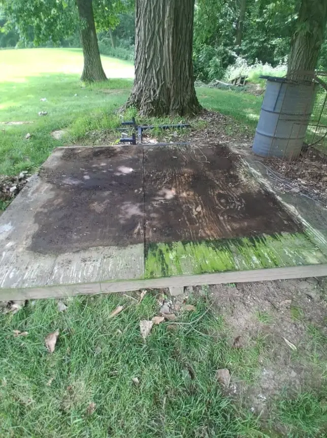 Raised platform cleared after hot tub removal