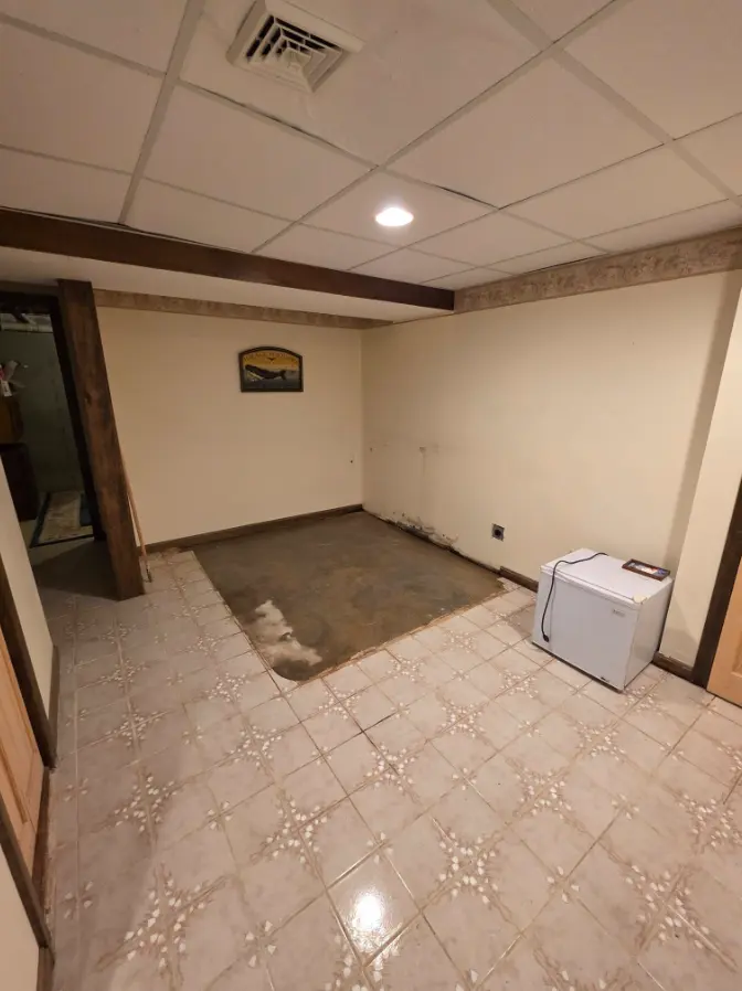 Basement room cleared after hot tub removal