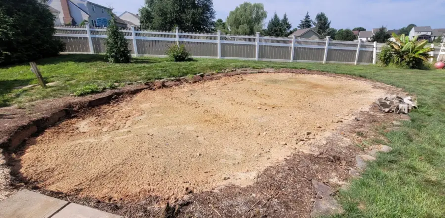 Backyard pool pad cleared after steel-wall pool removal