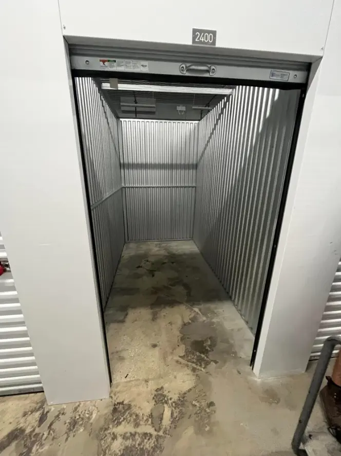 Storage unit cleared after clothing and box removal